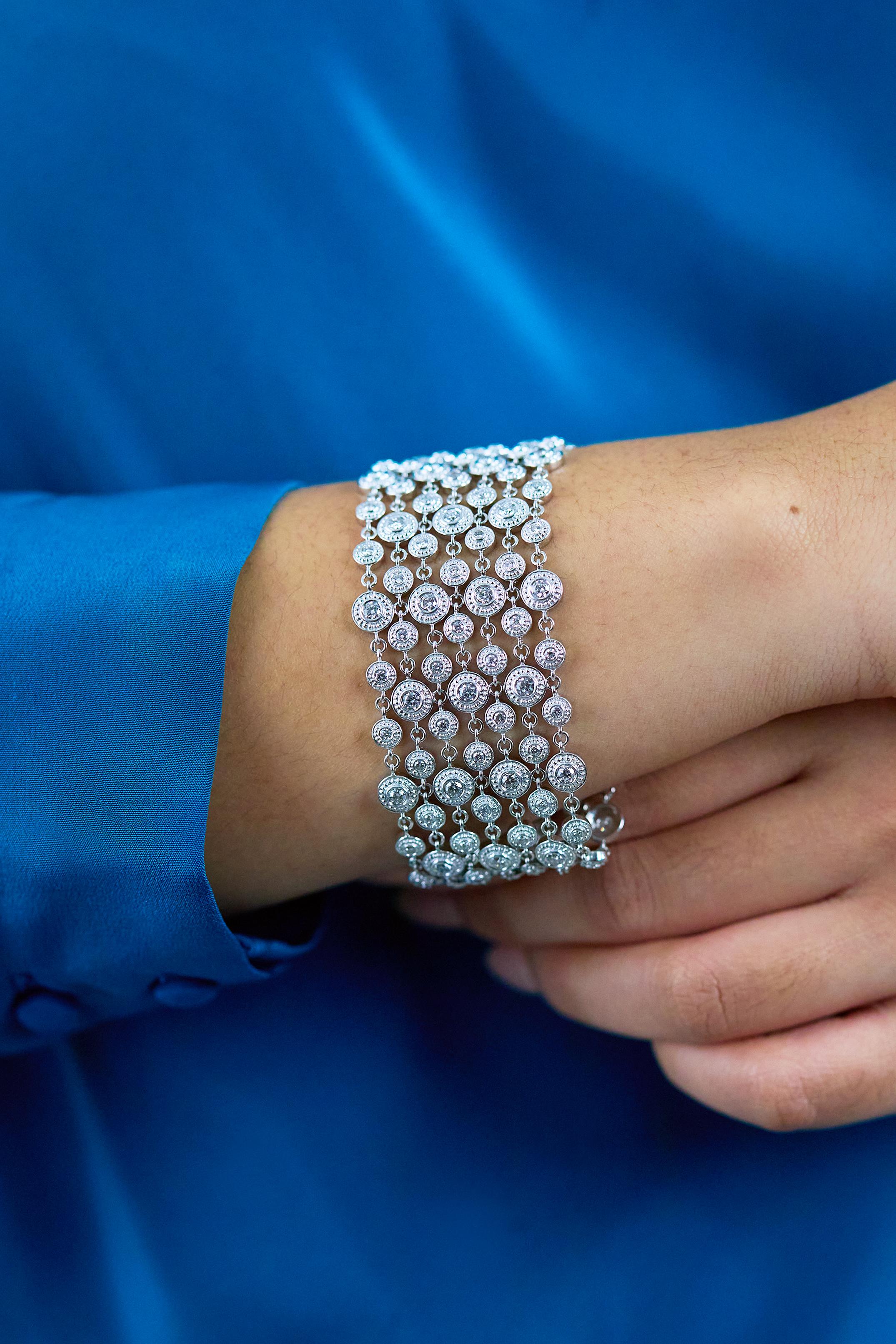 Roman Malakov Pulsera de moda con malla de diamantes de 6,58 quilates totales en Nuevo estado para la venta en New York, NY