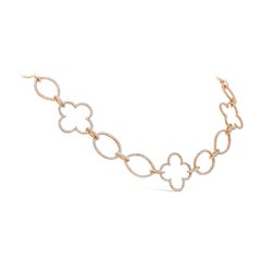 6.67 Carats Total Round Brilliant Cut Diamond Open-Work Necklace in Rose Gold