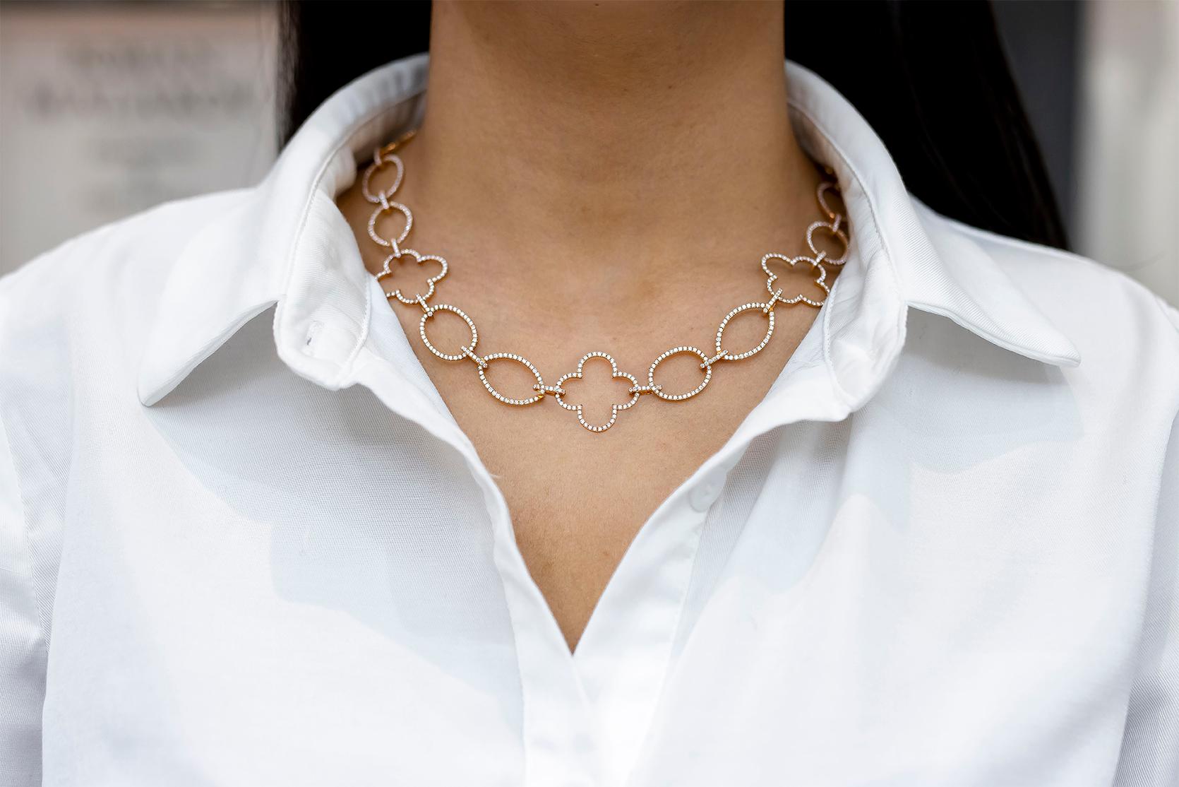 Roman Malakov Halskette in durchbrochenem Design mit 6,67 Karat runden Diamanten im offenen Design im Zustand „Neu“ im Angebot in New York, NY