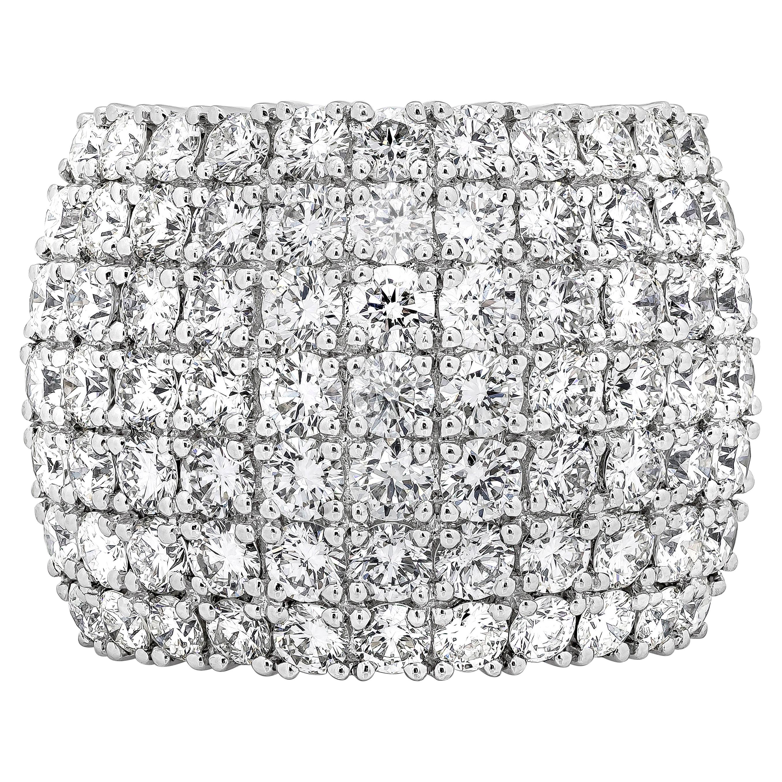 Roman Malakov 6.73 Carat Total Round Brilliant Cut Diamond Wide Cocktail Ring