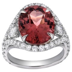Roman Malakov 6,74 Karat Oval Schliff Rosa Turmalin Halo Mode Ring in Platin