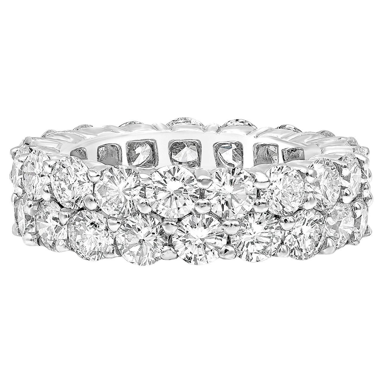 Roman Malakov 6.75 Carat Total Round Diamond Two-Row Eternity Wedding Band Ring