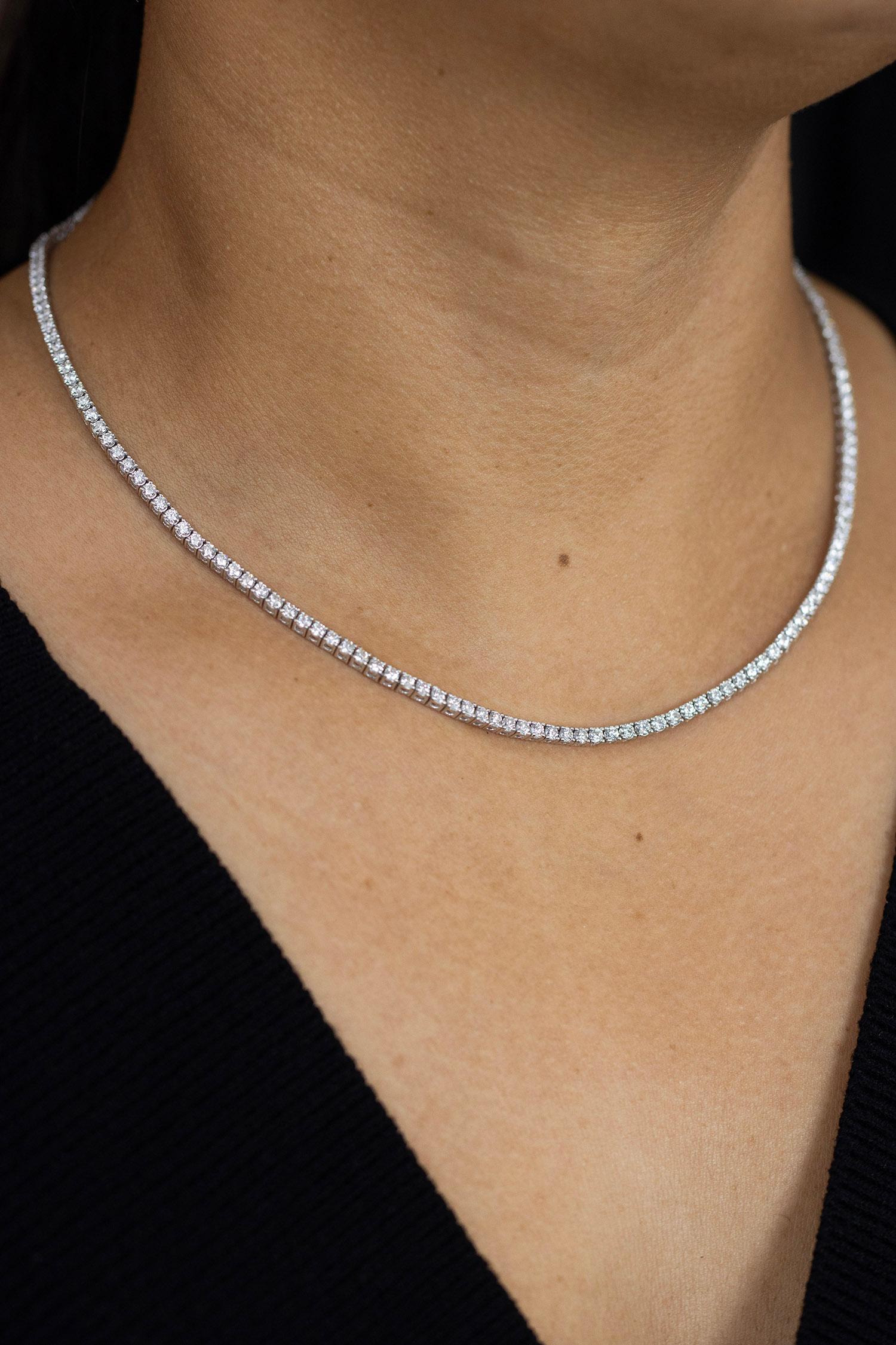 Roman Malakov 6.85 Karat Gesamt abgestufte runde Diamant-Tennis-Halskette in Rundform im Zustand „Neu“ im Angebot in New York, NY