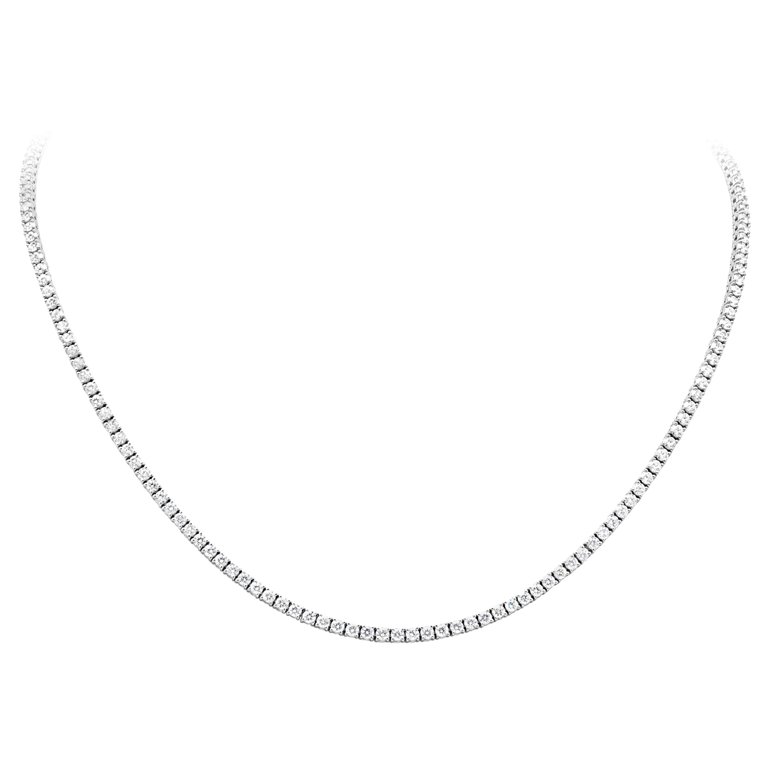 Roman Malakov 6.85 Karat Gesamt abgestufte runde Diamant-Tennis-Halskette in Rundform im Angebot