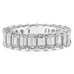 Roman Malakov 6.98 Carats Total Emerald Cut Diamond Eternity Wedding Band