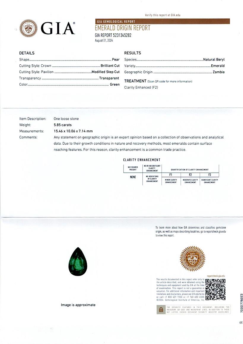 Roman Malakov 5.85 Carats Pear Shape Emerald & Diamond Three-Stone Fashion Ring For Sale 1