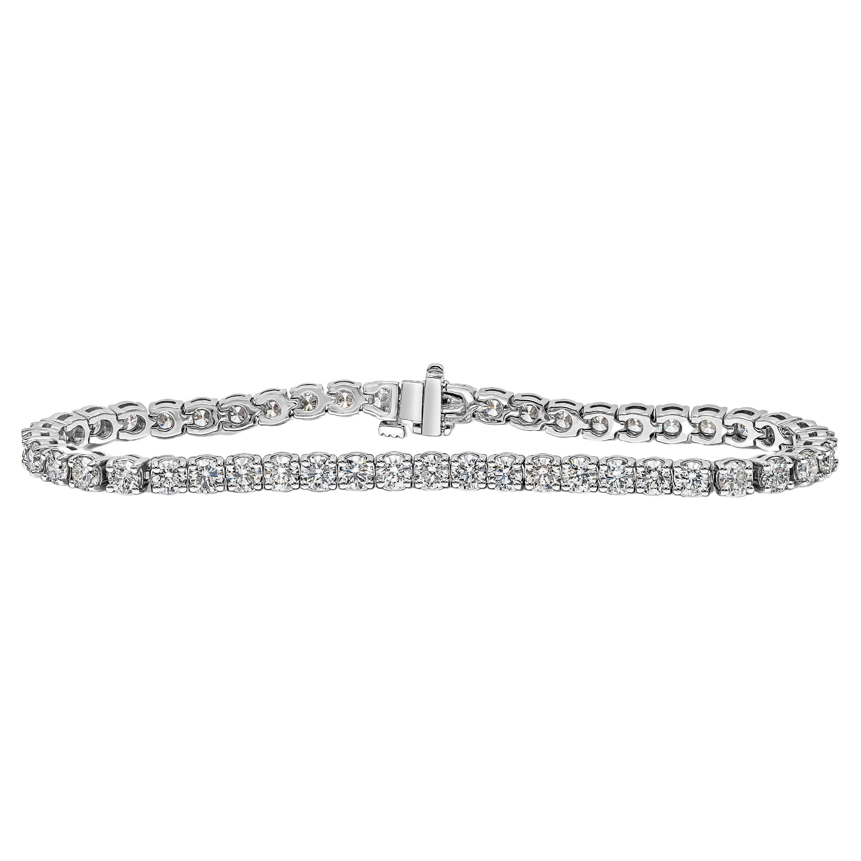 Roman Malakov Bracelet tennis en or blanc 18 carats avec diamants ronds de 7,00 carats au total en vente