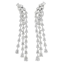 Roman Malakov 7.02 Carats Total Pear Shape Diamond Triple-Row Drop Earrings