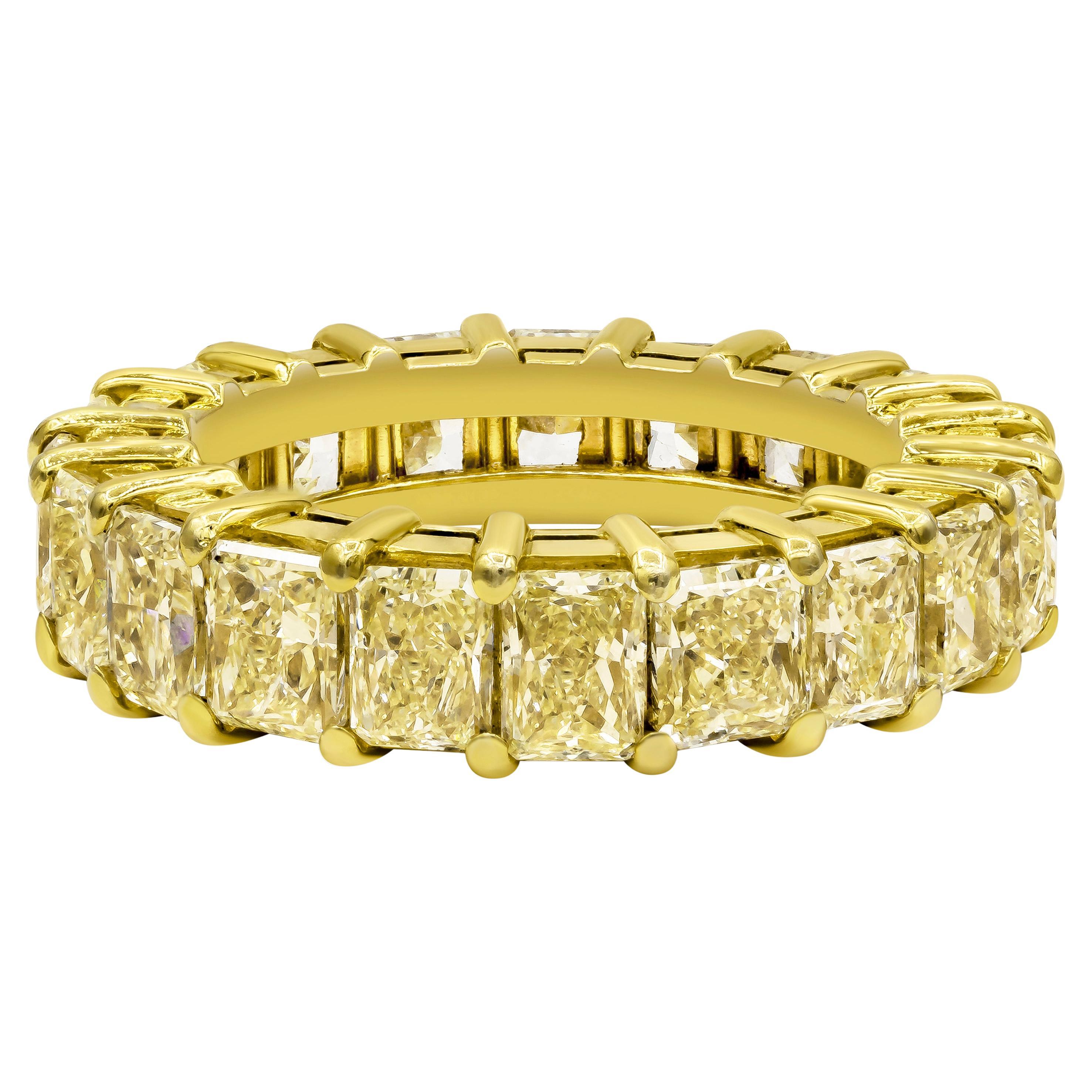 Roman Malakov 7.06 Carats Fancy Yellow Radiant Cut Diamond Eternity Wedding Band