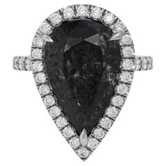 GIA Certified 7.19 Carats Pear Shape Fancy Dark Gray Diamond Engagement Ring