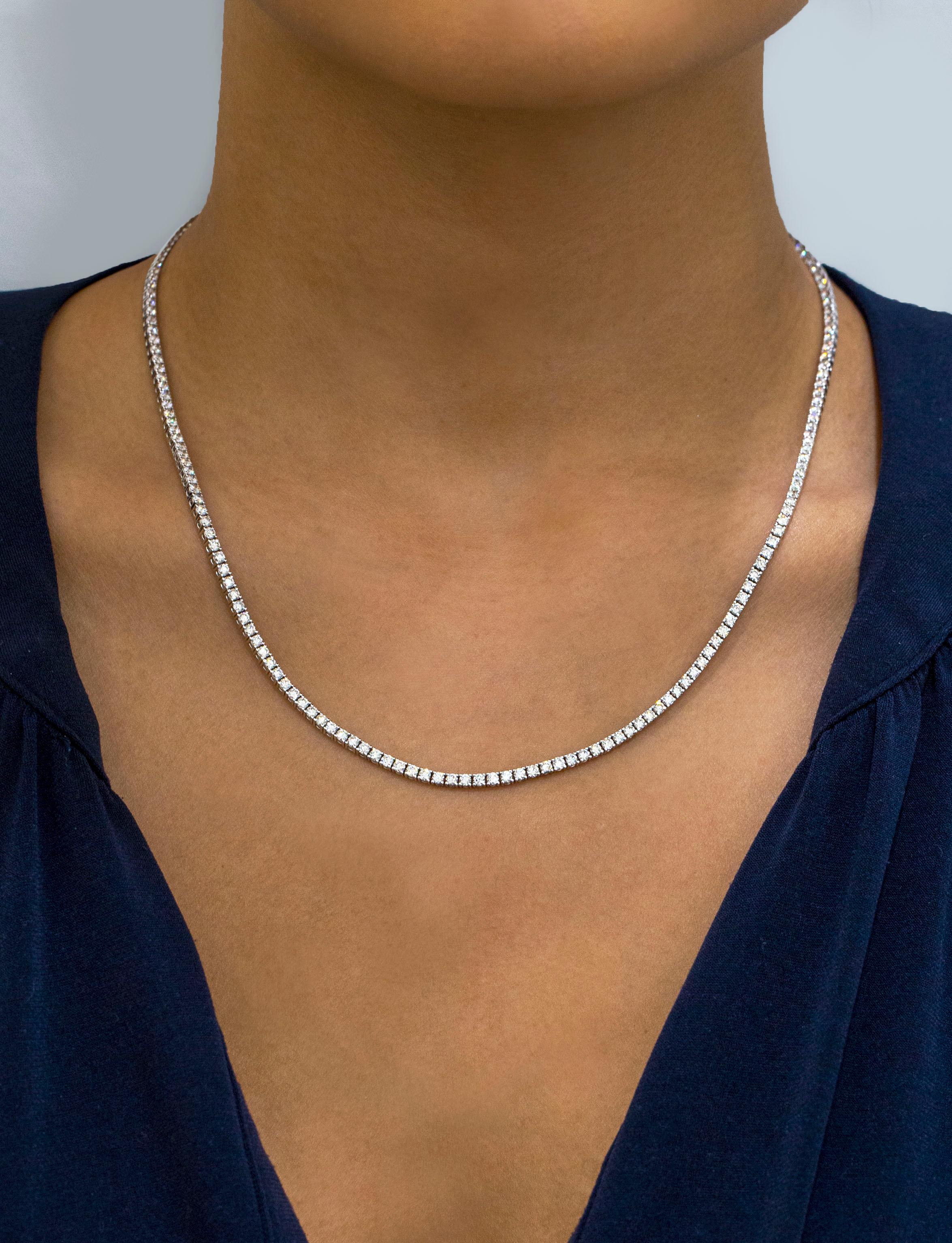 Roman Malakov 7.30 Karat Diamant-Tennis-Halskette in runder Form mit Brillanten (Rundschliff) im Angebot