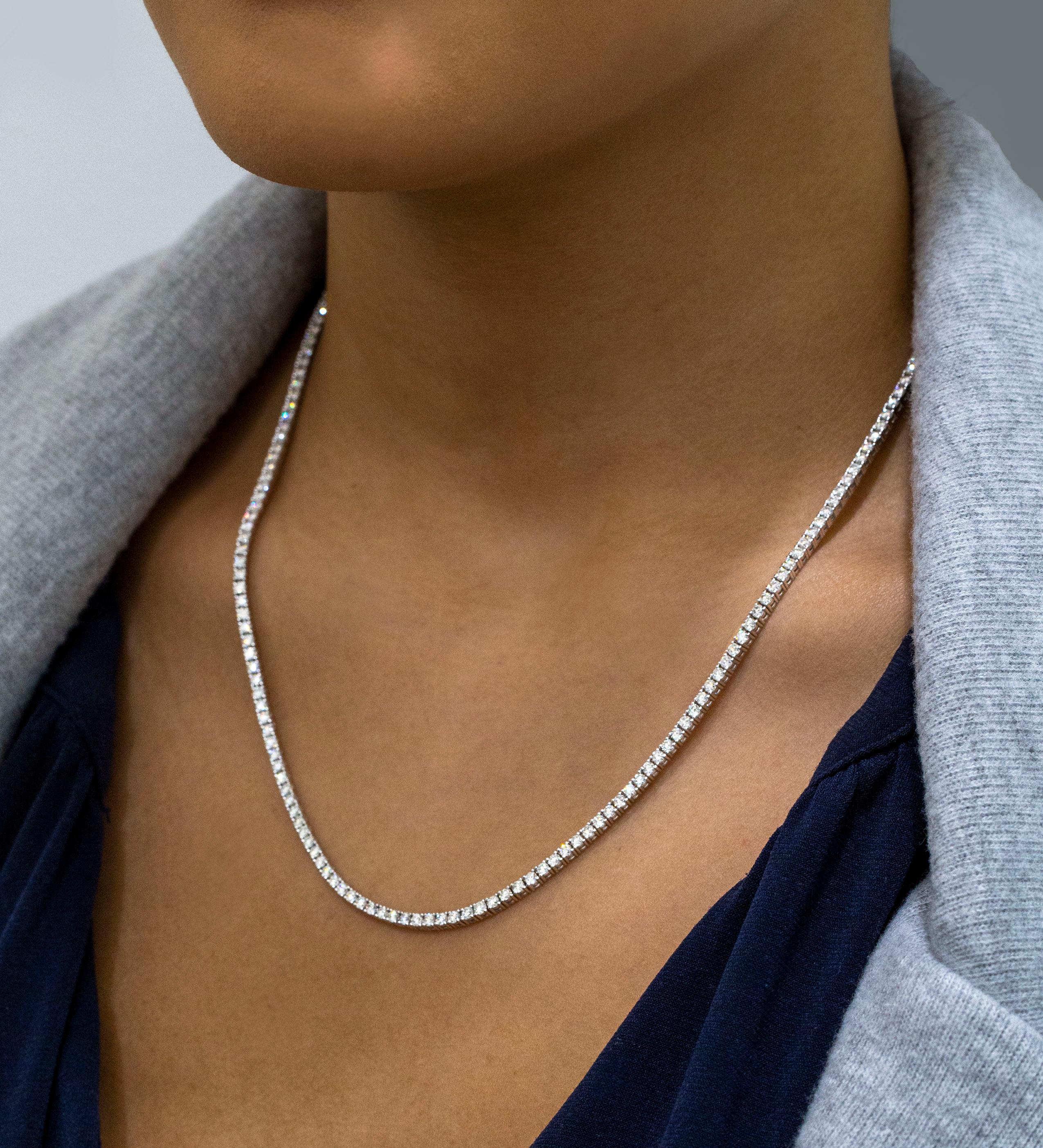 Roman Malakov 7.30 Karat Diamant-Tennis-Halskette in runder Form mit Brillanten im Zustand „Neu“ im Angebot in New York, NY