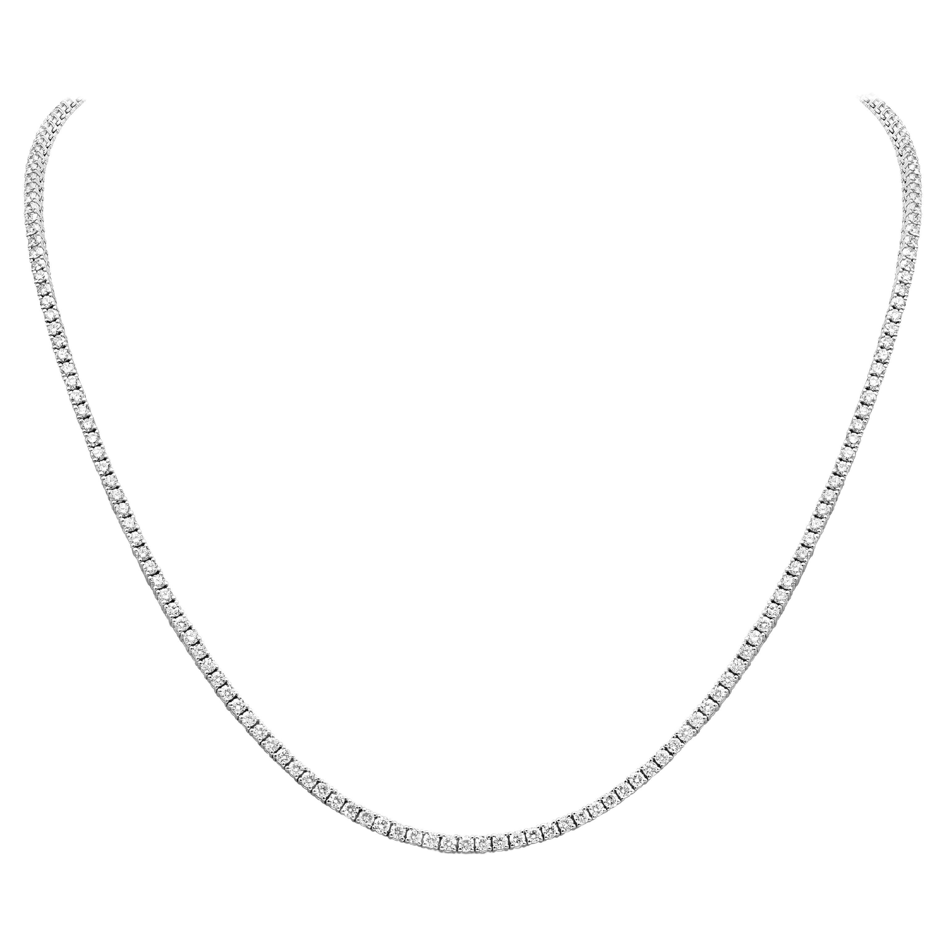 Roman Malakov 7.30 Karat Diamant-Tennis-Halskette in runder Form mit Brillanten