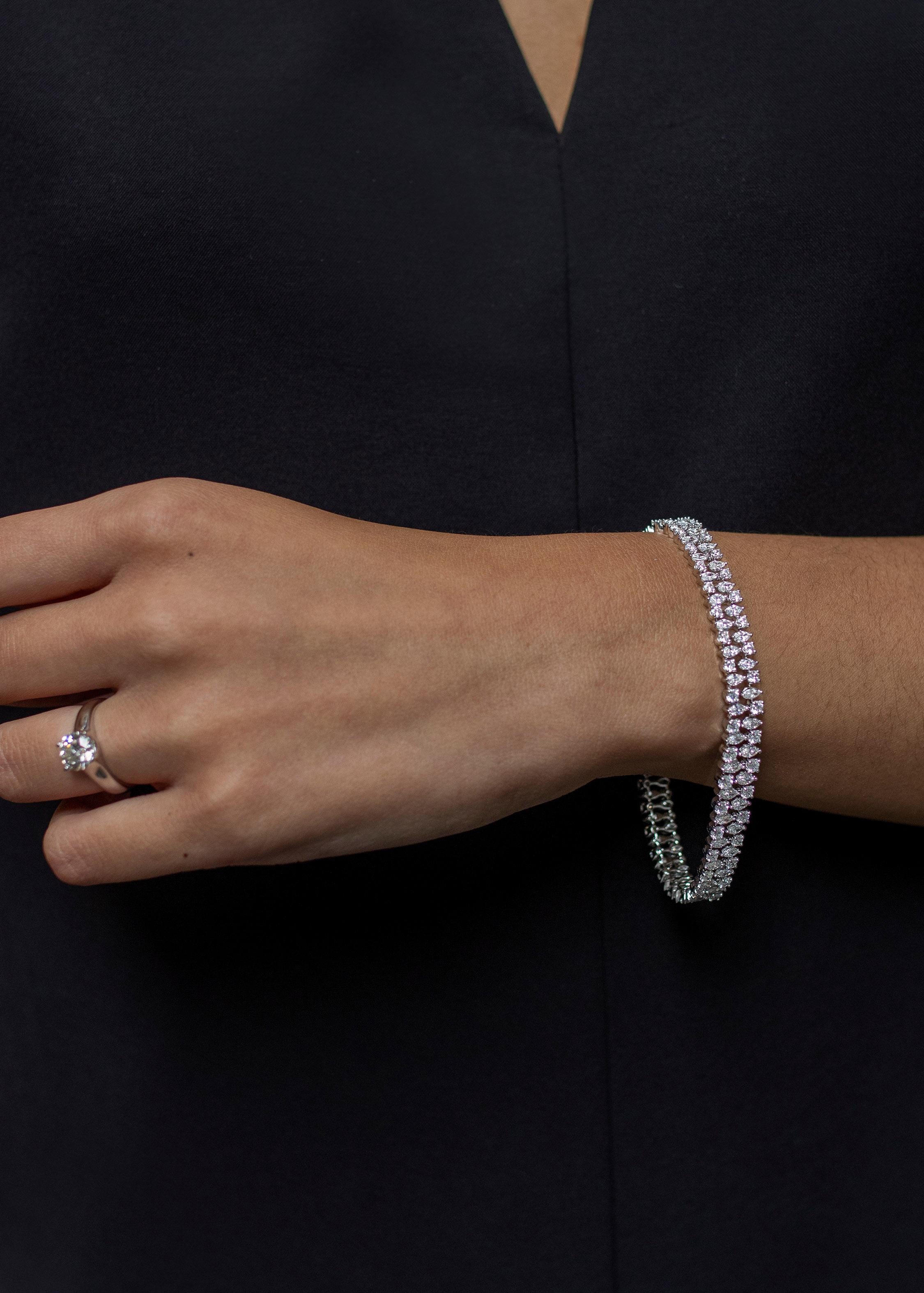 Roman Malakov 7,33 Karat Diamantarmband aus Marquise und runder Form mit Diamanten insgesamt im Zustand „Neu“ im Angebot in New York, NY