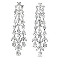 Roman Malakov 7.32 Carats Total Mixed Cut Diamonds Waterfall Chandelier Earrings