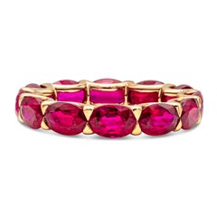 Roman Malakov 7.43 Carats Total Oval Cut Ruby East-West Eternity Wedding Band