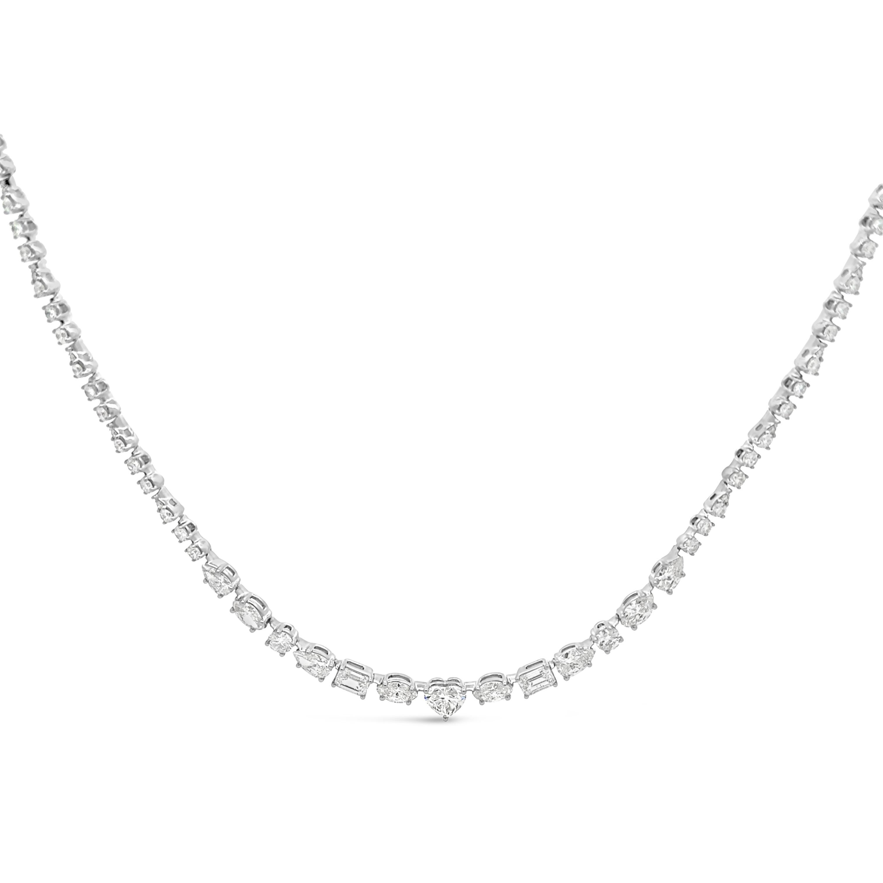 Contemporary Roman Malakov 7.51 Carats Total Mixed-Cut Diamond Collar Necklace in White Gold For Sale