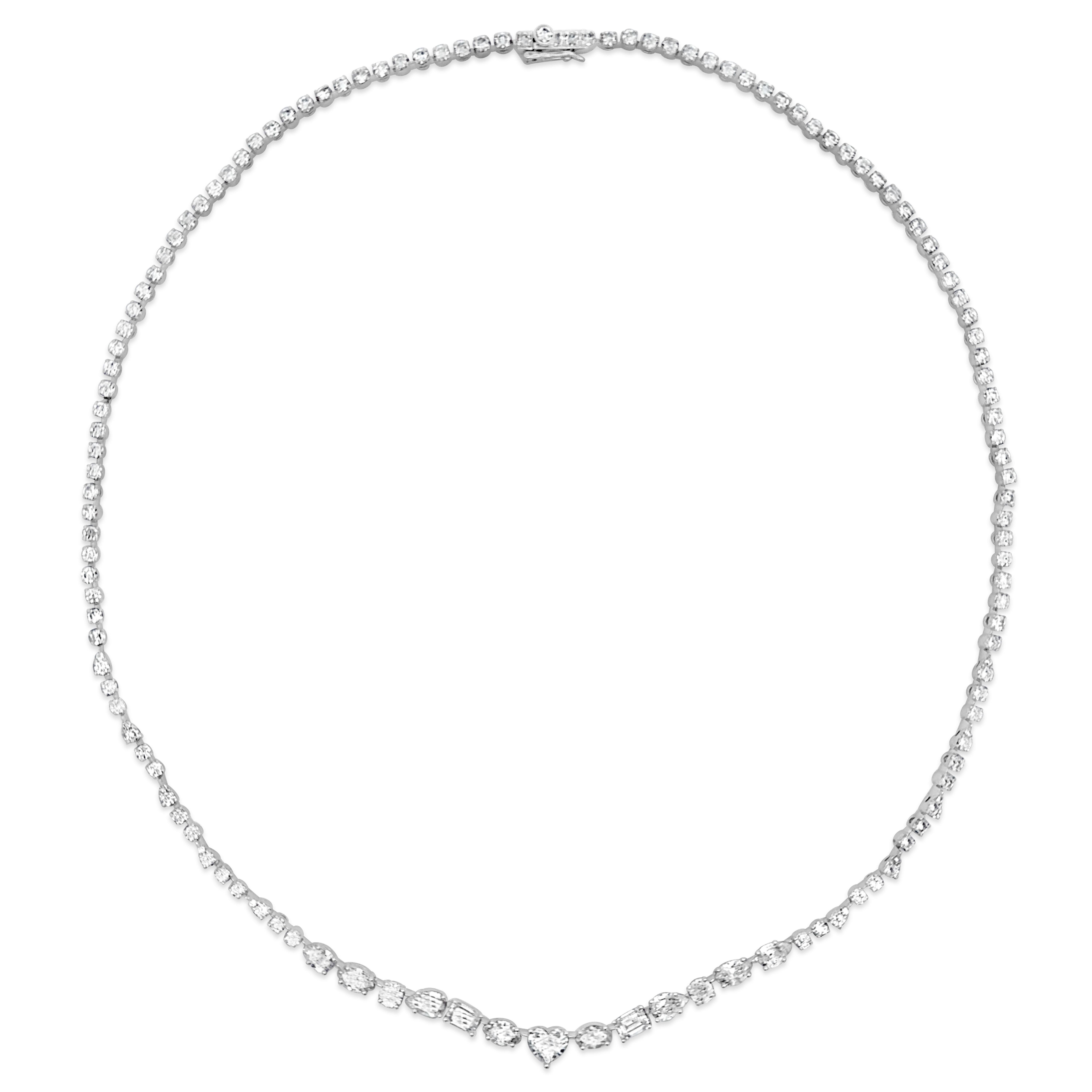 Mixed Cut Roman Malakov 7.51 Carats Total Mixed-Cut Diamond Collar Necklace in White Gold For Sale