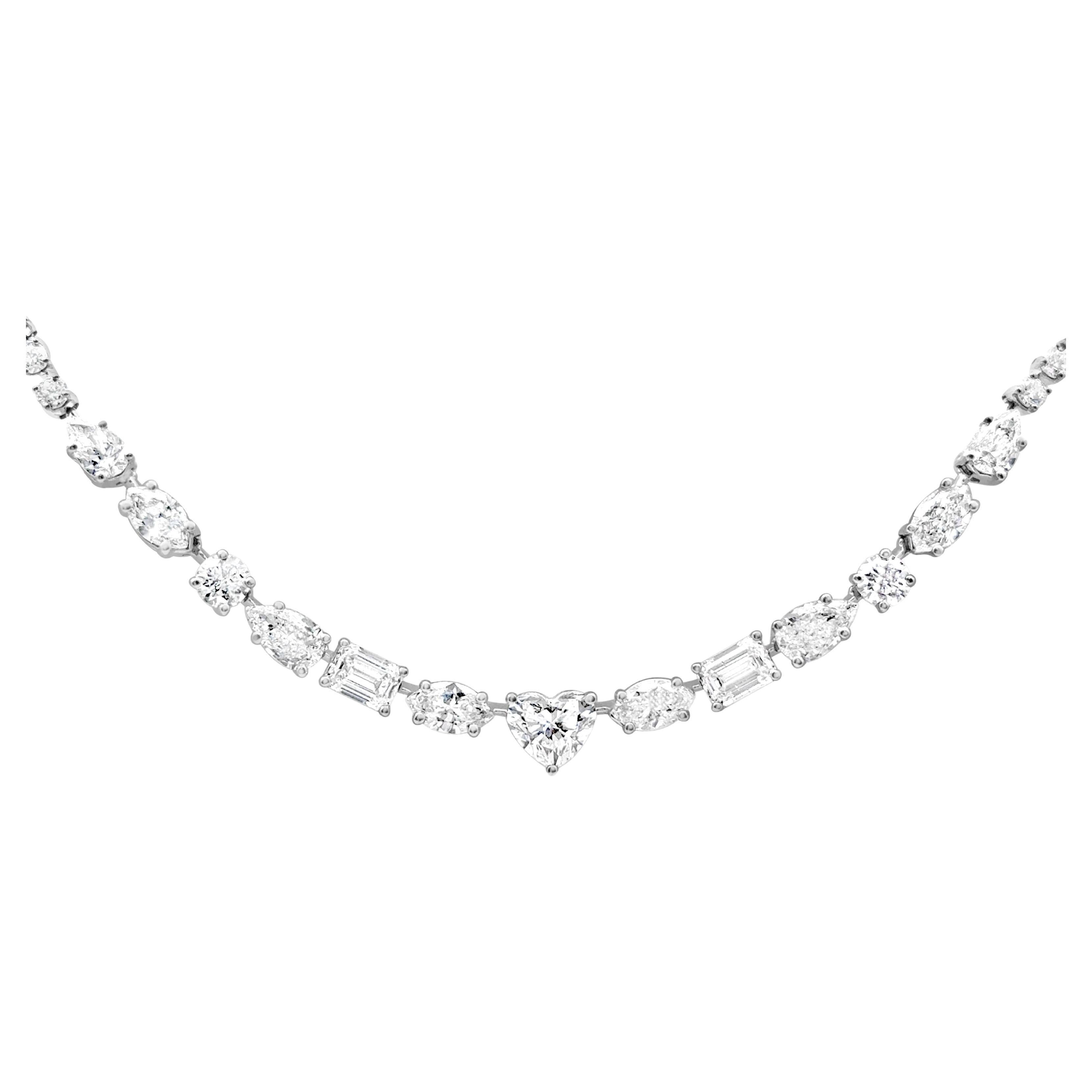 Roman Malakov 7.51 Carats Total Mixed-Cut Diamond Collar Necklace in White Gold For Sale