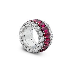 Roman Malakov 7.54 Carats Oval Cut Ruby and Diamonds Stretchable Fashion Ring