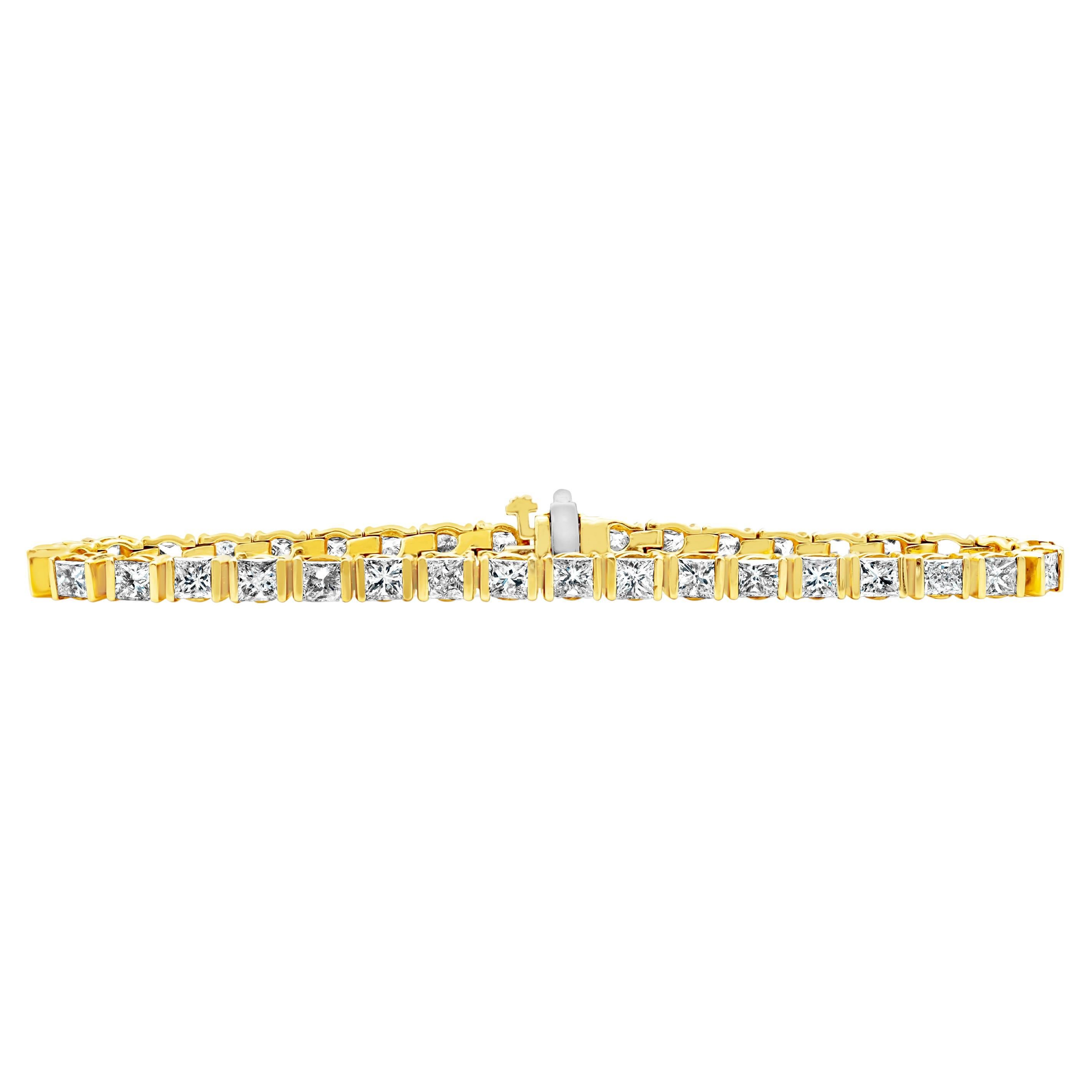 Roman Malakov Diamonds 7.71 Carat Total Diamant taille Princesse Demi Biseau Bracelet Tennis