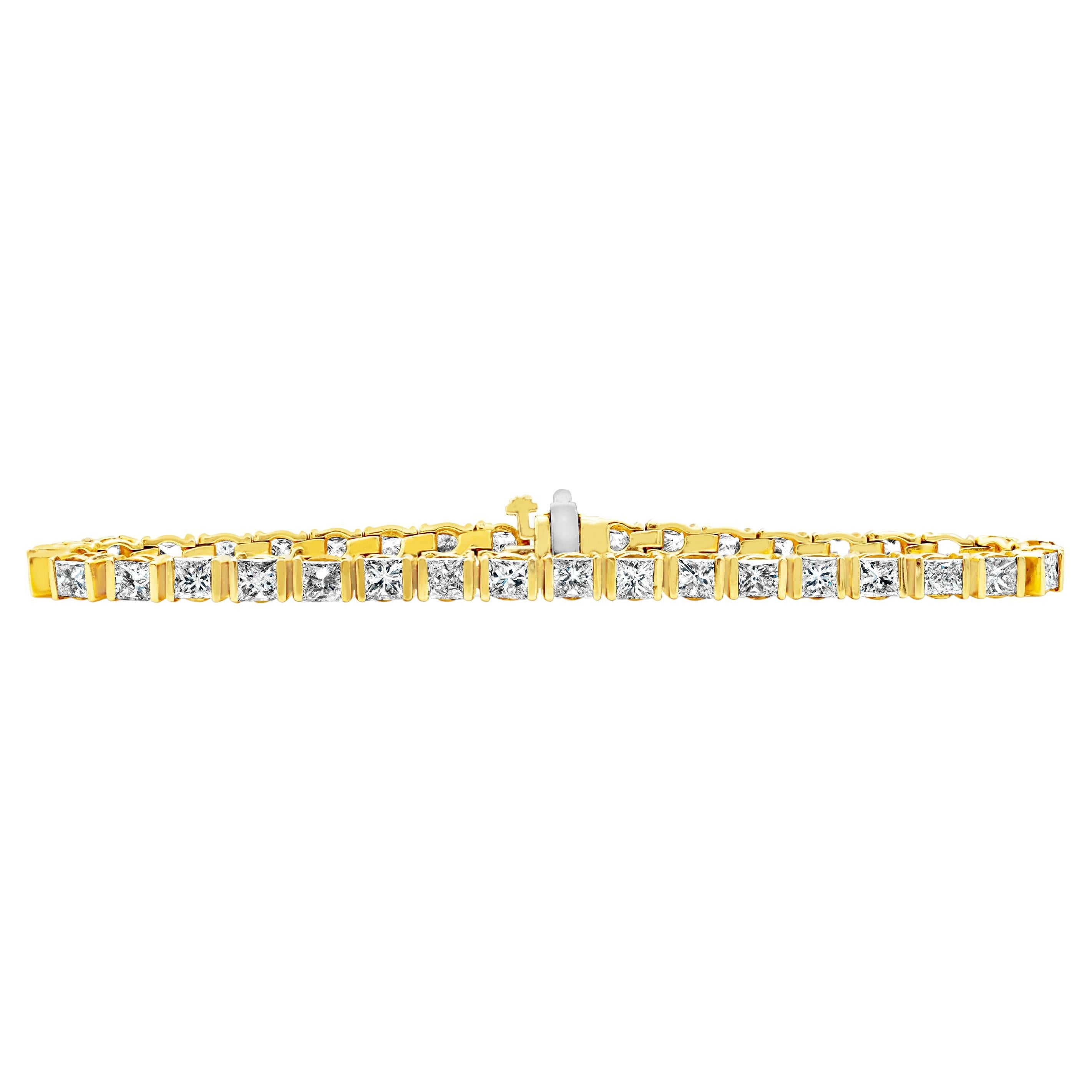  Roman Malakov 7.71 Carat Total Princess Cut Diamond Half-Bezel Tennis Bracelet 