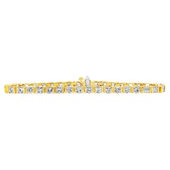  Roman Malakov, 7.71 Carat Princess Cut Diamond Tennis Bracelet in Yellow Gold