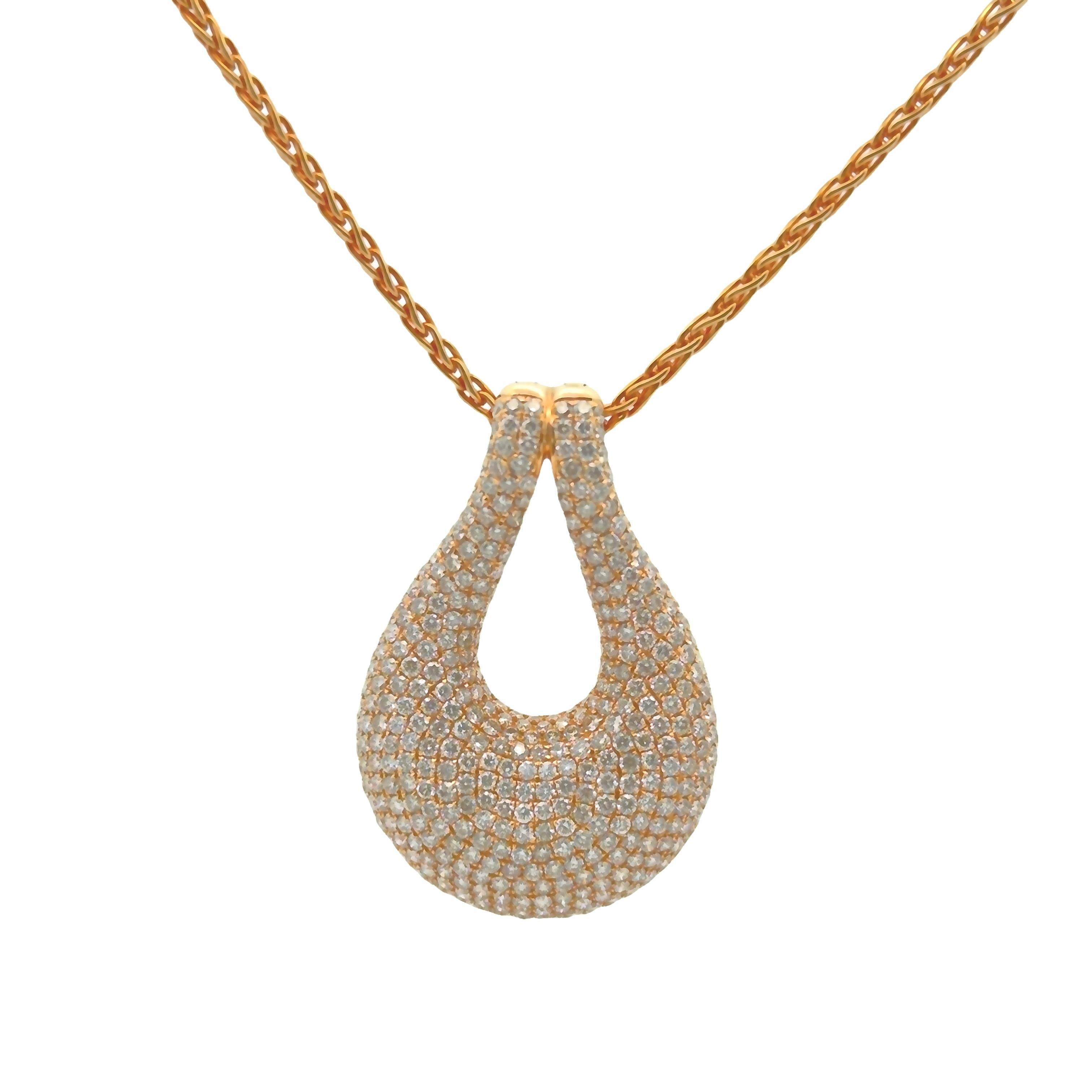 Taille ronde Roman Malakov Diamonds Pendentif en or rose 7,96 carats Total diamant rond taille brillant en vente