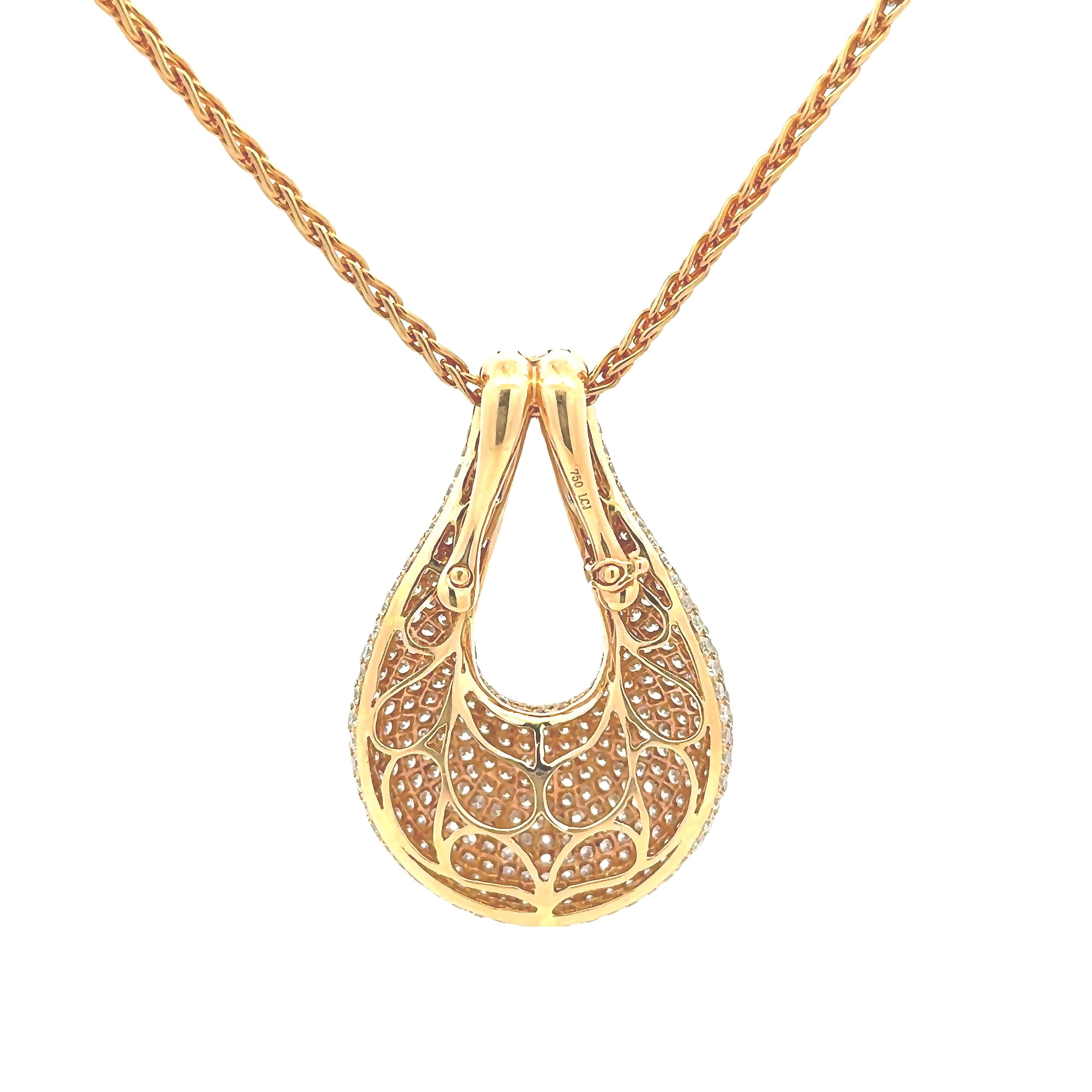 Roman Malakov Diamonds Pendentif en or rose 7,96 carats Total diamant rond taille brillant Neuf - En vente à New York, NY