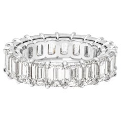 Roman Malakov 7.98 Carat Total Emerald Cut Diamond Eternity Wedding Band Ring