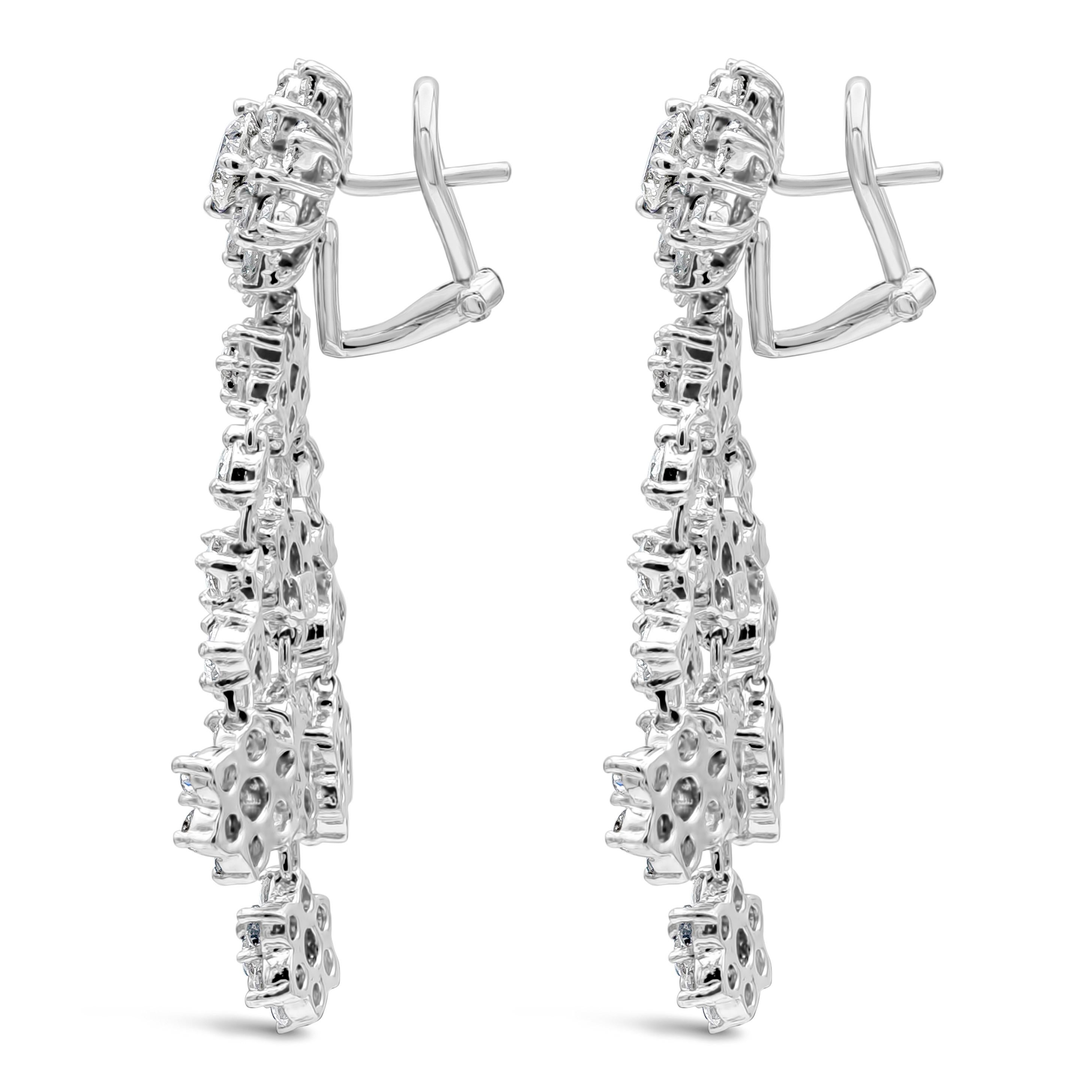 Contemporary Roman Malakov 7.98 Carats Total Mixed-Shape Diamonds Chandelier Dangle Earrings For Sale
