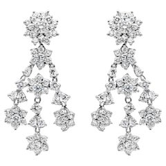 Roman Malakov 7.98 Carats Total Mixed-Shape Diamonds Chandelier Dangle Earrings