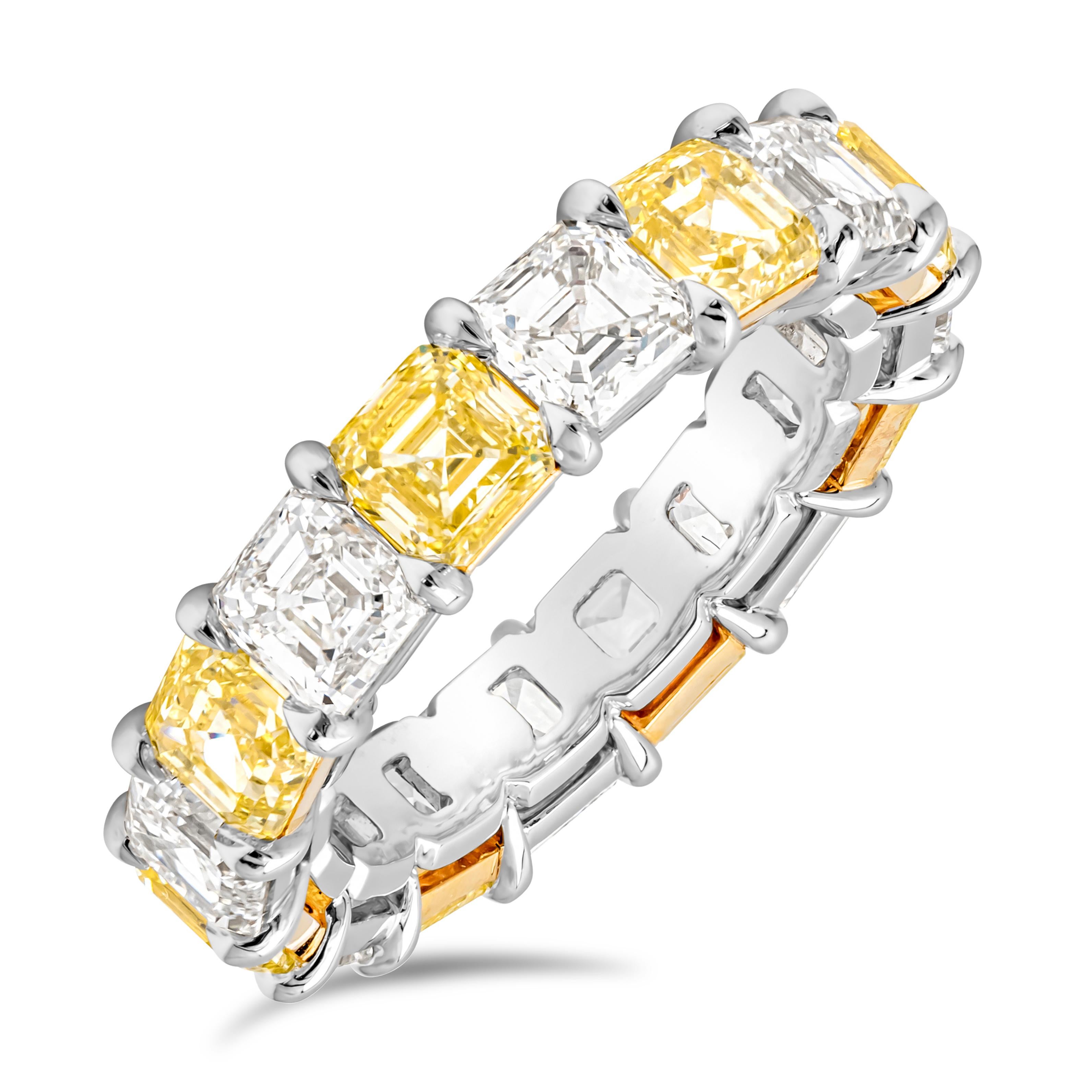 Roman Malakov, 8 Karat abwechselnd gelber und weißer Fancy-Diamant-Eternity-Ring (Zeitgenössisch) im Angebot