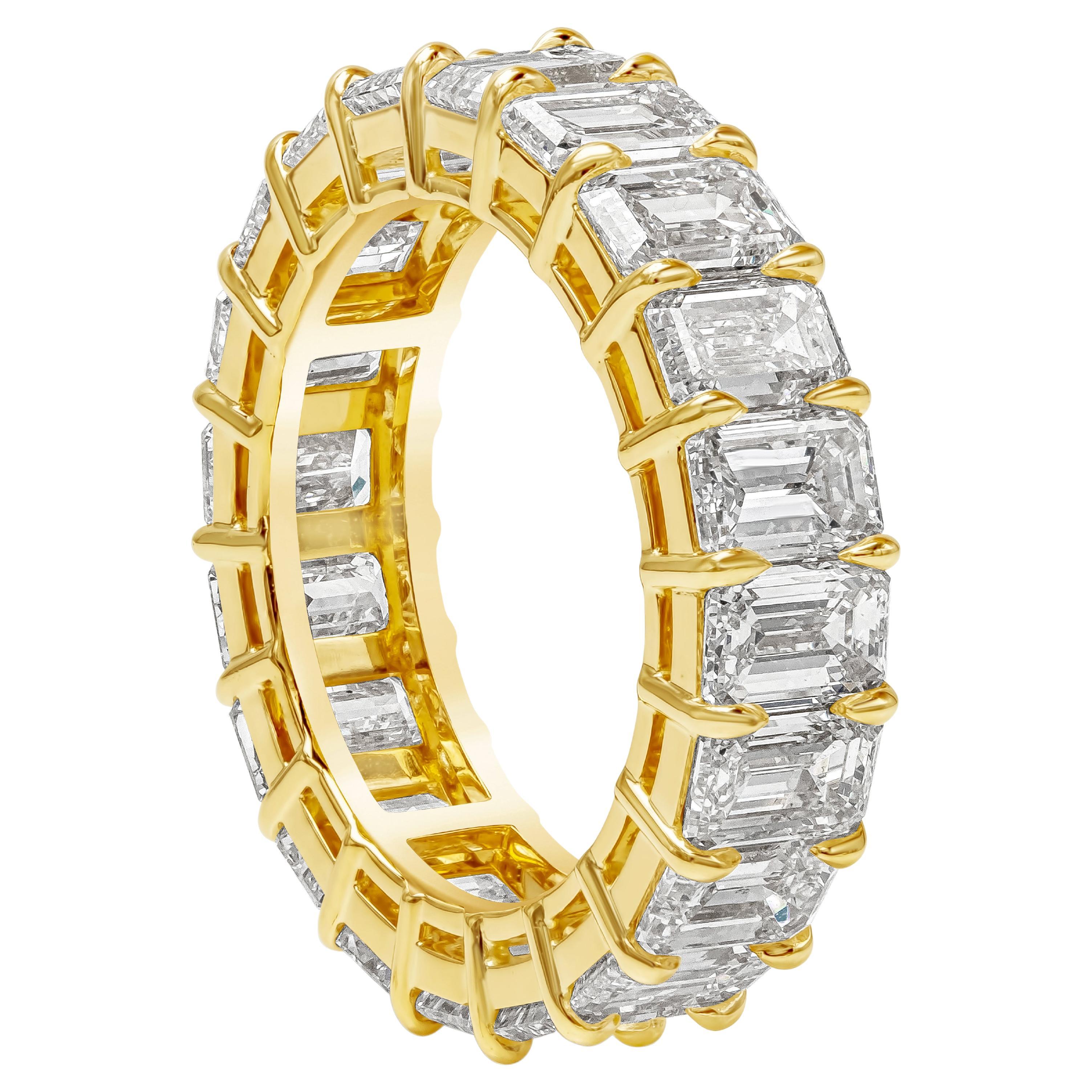 Roman Malakov 8.03 Carats Total Emerald Cut Diamond Eternity Wedding Band For Sale