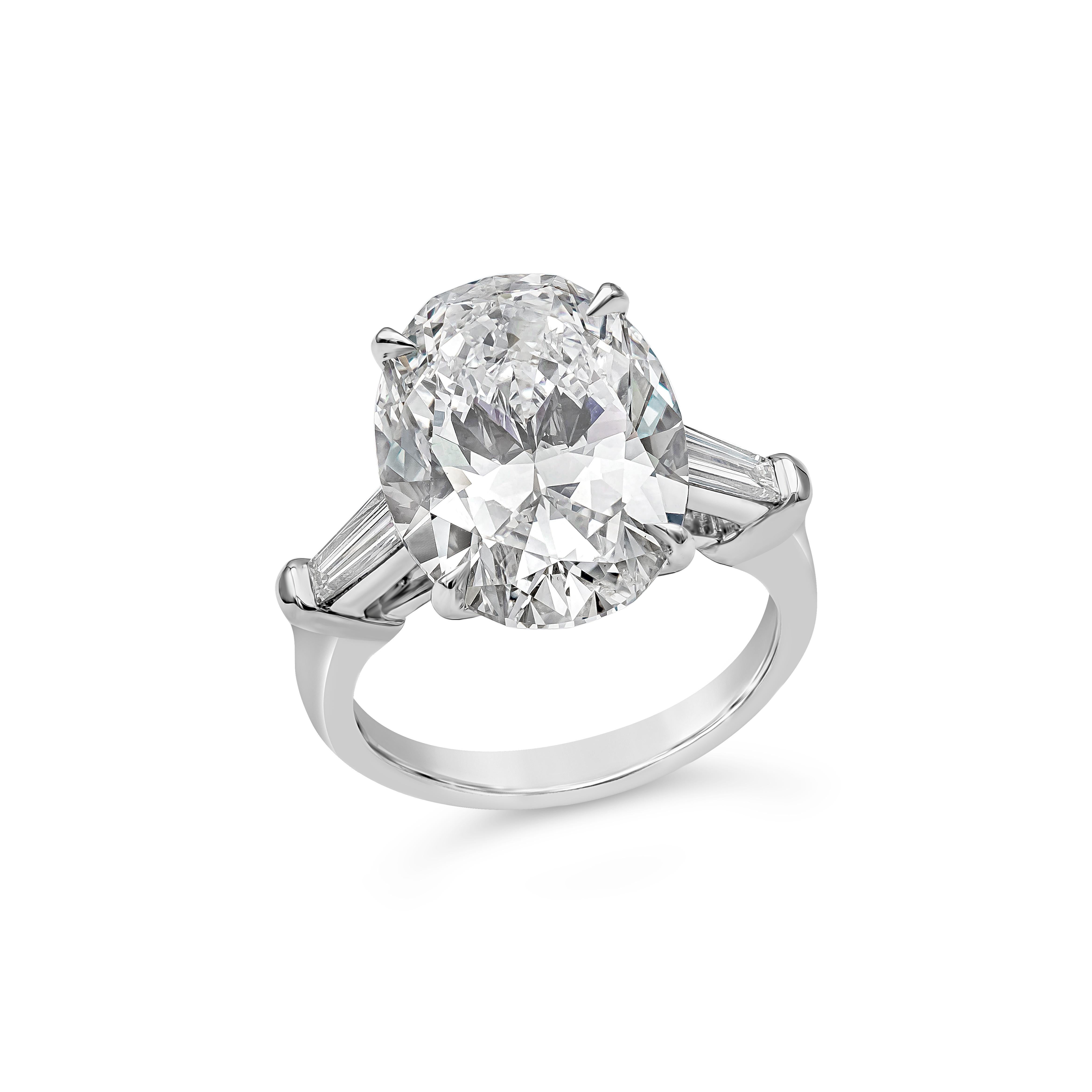 Contemporary Roman Malakov 8.05 Carat Oval Cut Three Stone Diamond Engagement Ring
