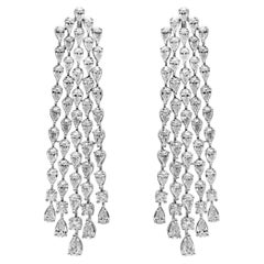 Roman Malakov 8.10 Carat Total Pear Shape Waterfall Diamond Chandelier Earrings