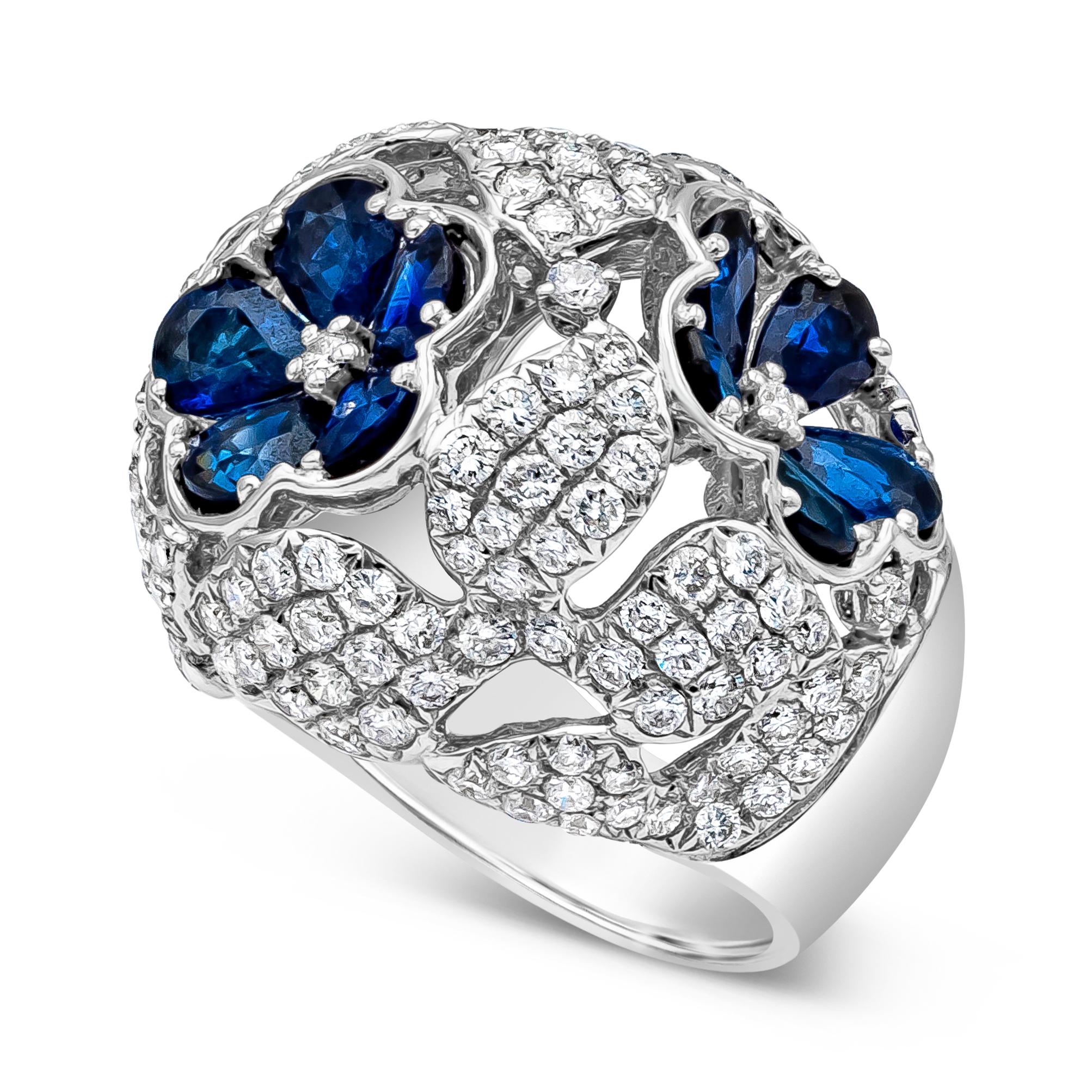 Contemporary Roman Malakov 8.11 Carats Total Blue Sapphire and Round Diamonds Fashion Ring For Sale