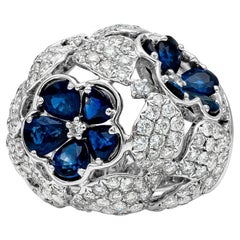 Roman Malakov Bague de mode avec saphir bleu de 8,11 carats au total et diamants ronds