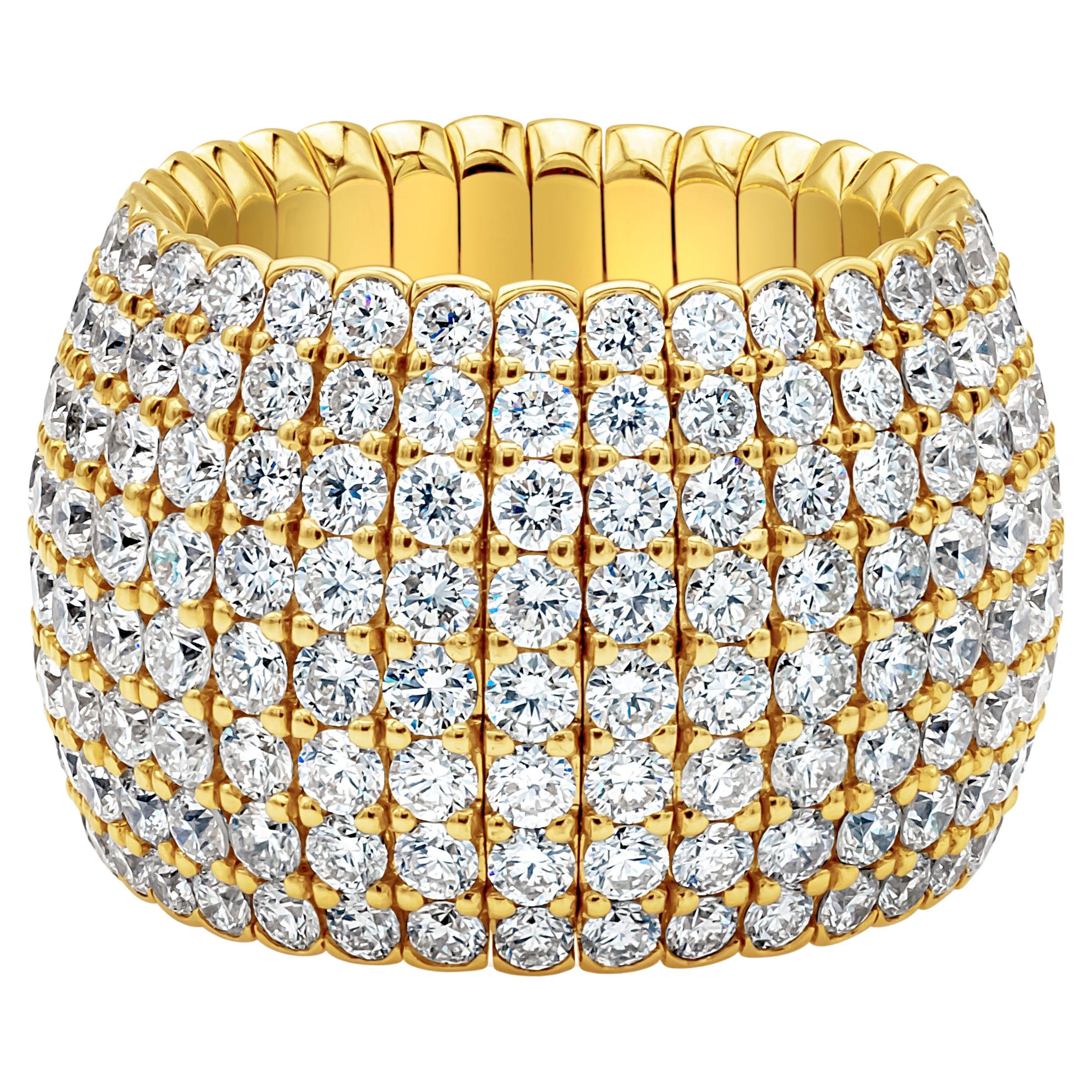 Roman Malakov 8.11 Carats Total Round Cut Diamond Flexible Pave Fashion Ring For Sale