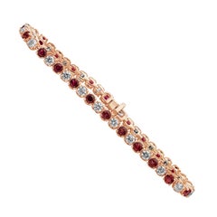 Roman Malakov 8.31 Carat Total Alternating Round Ruby & Diamond Tennis Bracelet