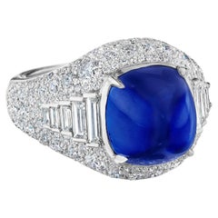 Roman Malakov 8.42 Carats Cabochon Kashmir Sapphire & Diamond Cocktail Ring