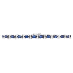 Roman Malakov 8.51 Carats Total Oval Cut Sapphire & Diamond Tennis Bracelet
