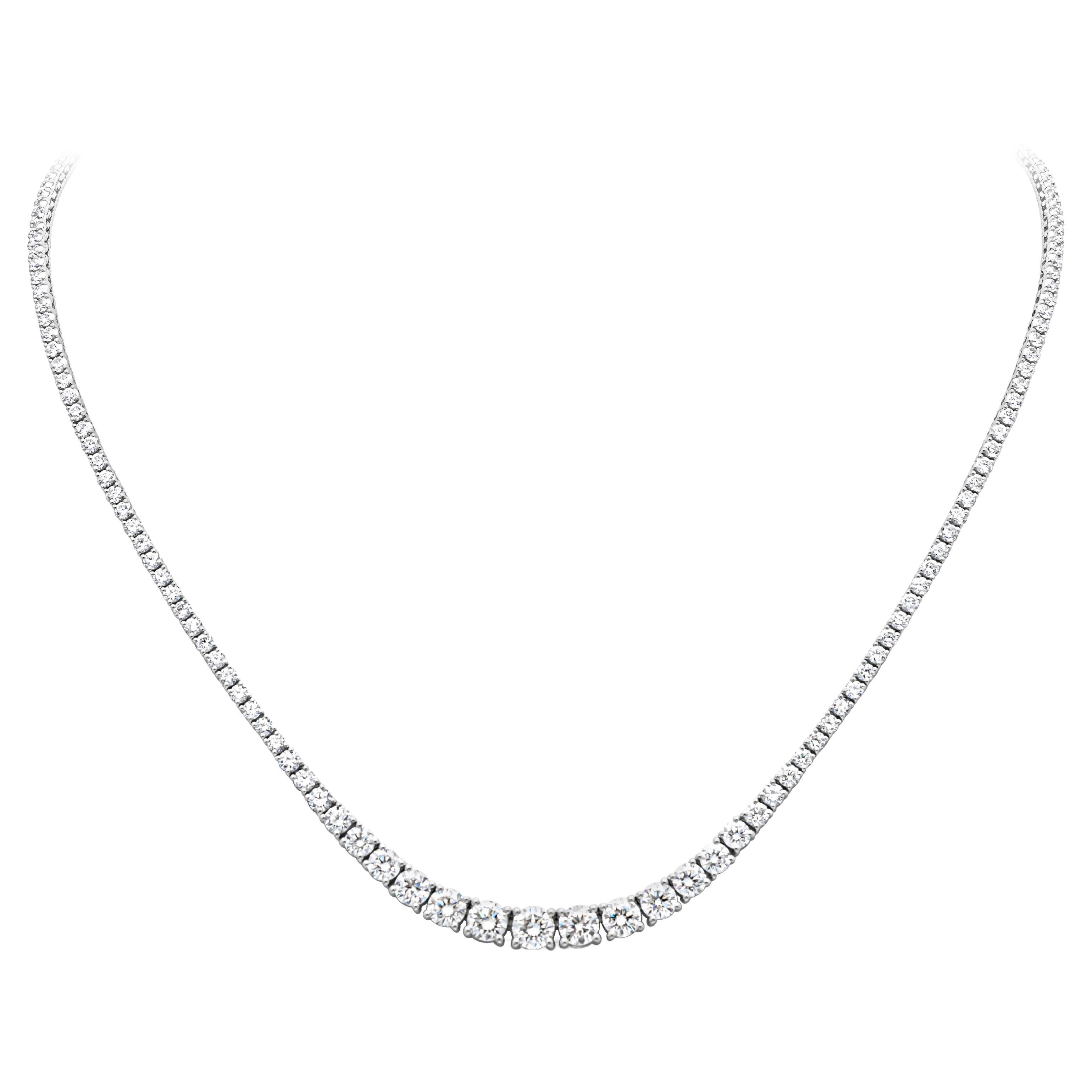Roman Malakov 8.62 Karat Gesamt abgestufte runde Diamant Riviere Tennis-Halskette