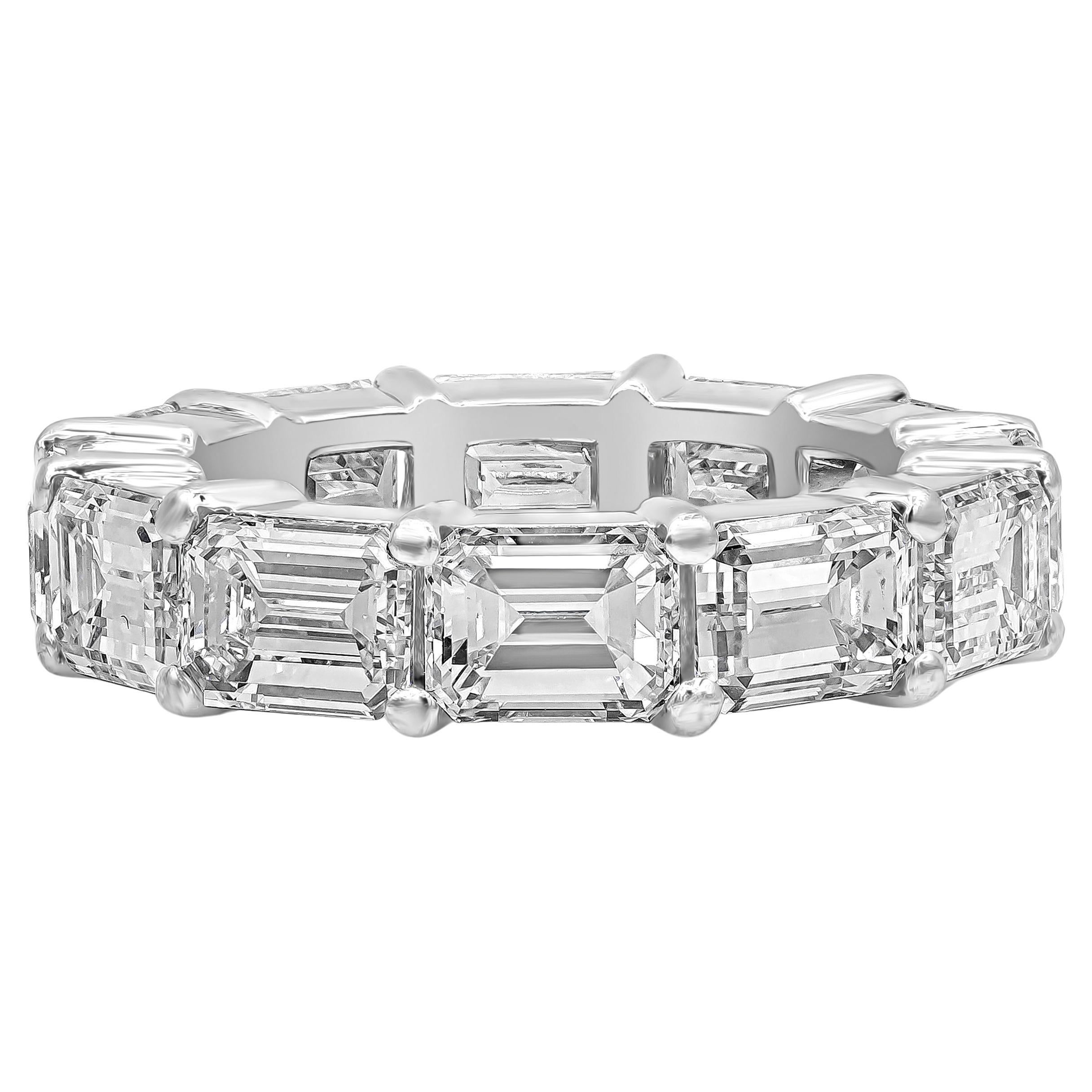 Roman Malakov 8.75 Carats Emerald Cut Diamond Eternity Wedding Band