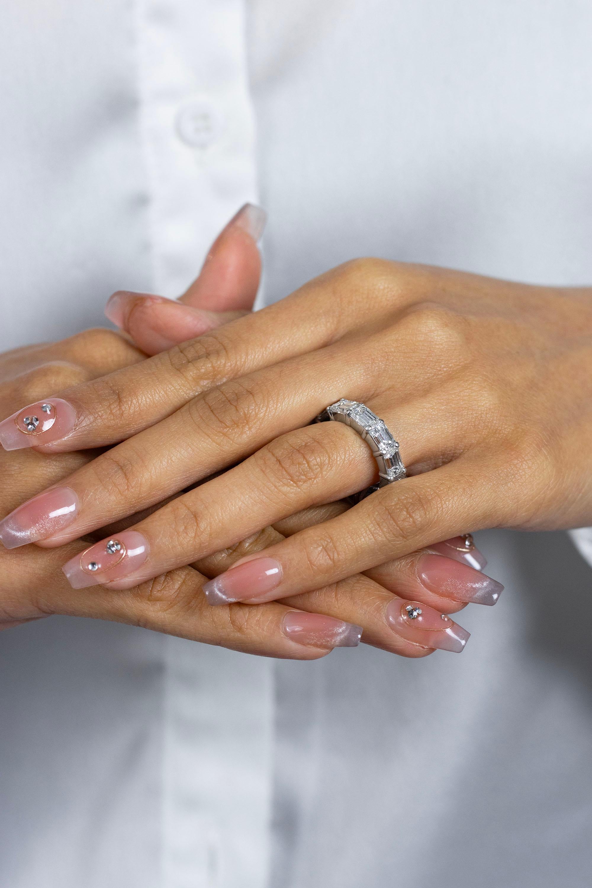 horizontal emerald cut eternity band