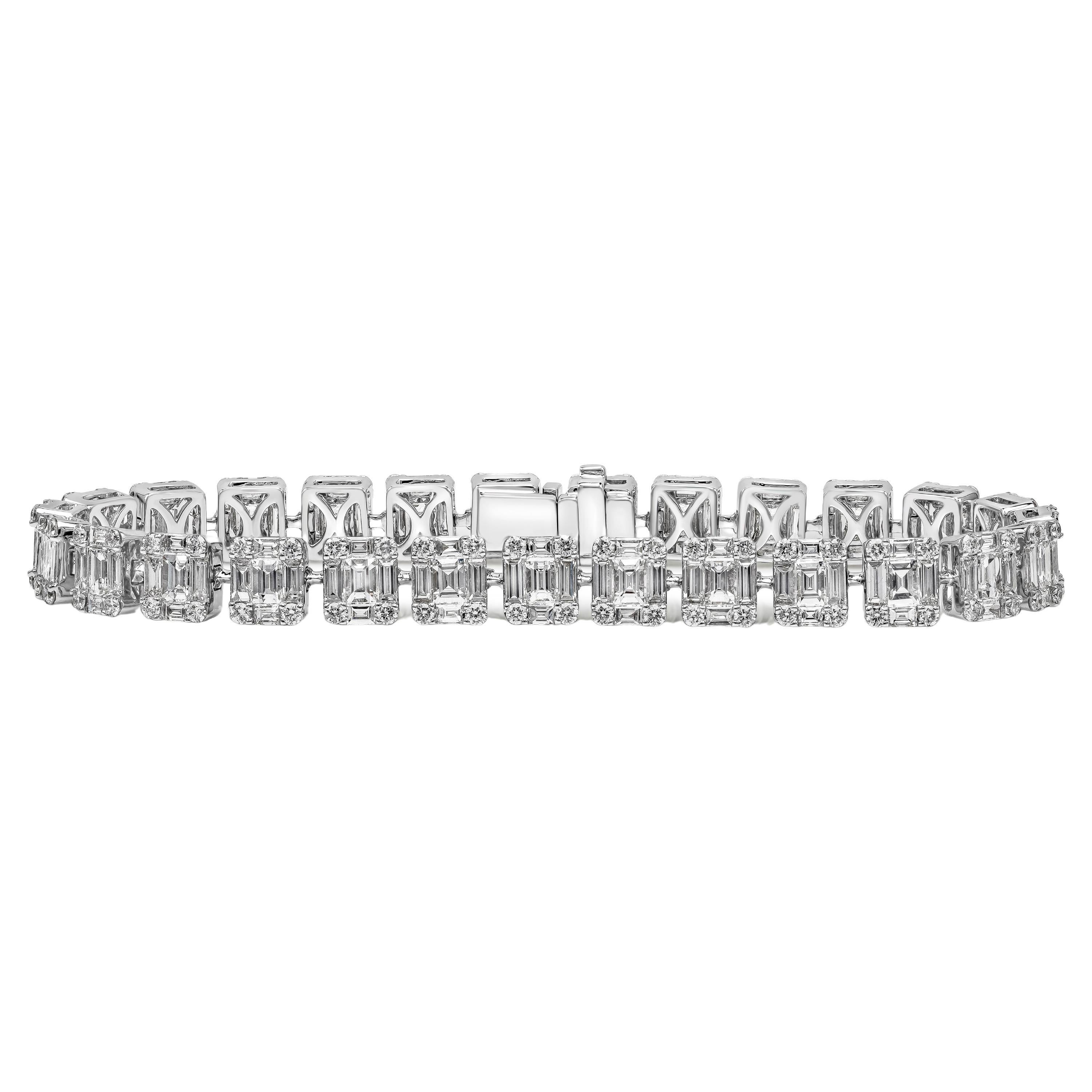 Roman Malakov, 8.79 Carat Cluster Diamond Tennis Bracelet For Sale