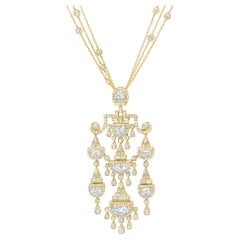 Roman Malakov 8.94 Carats Total Mixed-Cut Diamond Chandelier Pendant Necklace