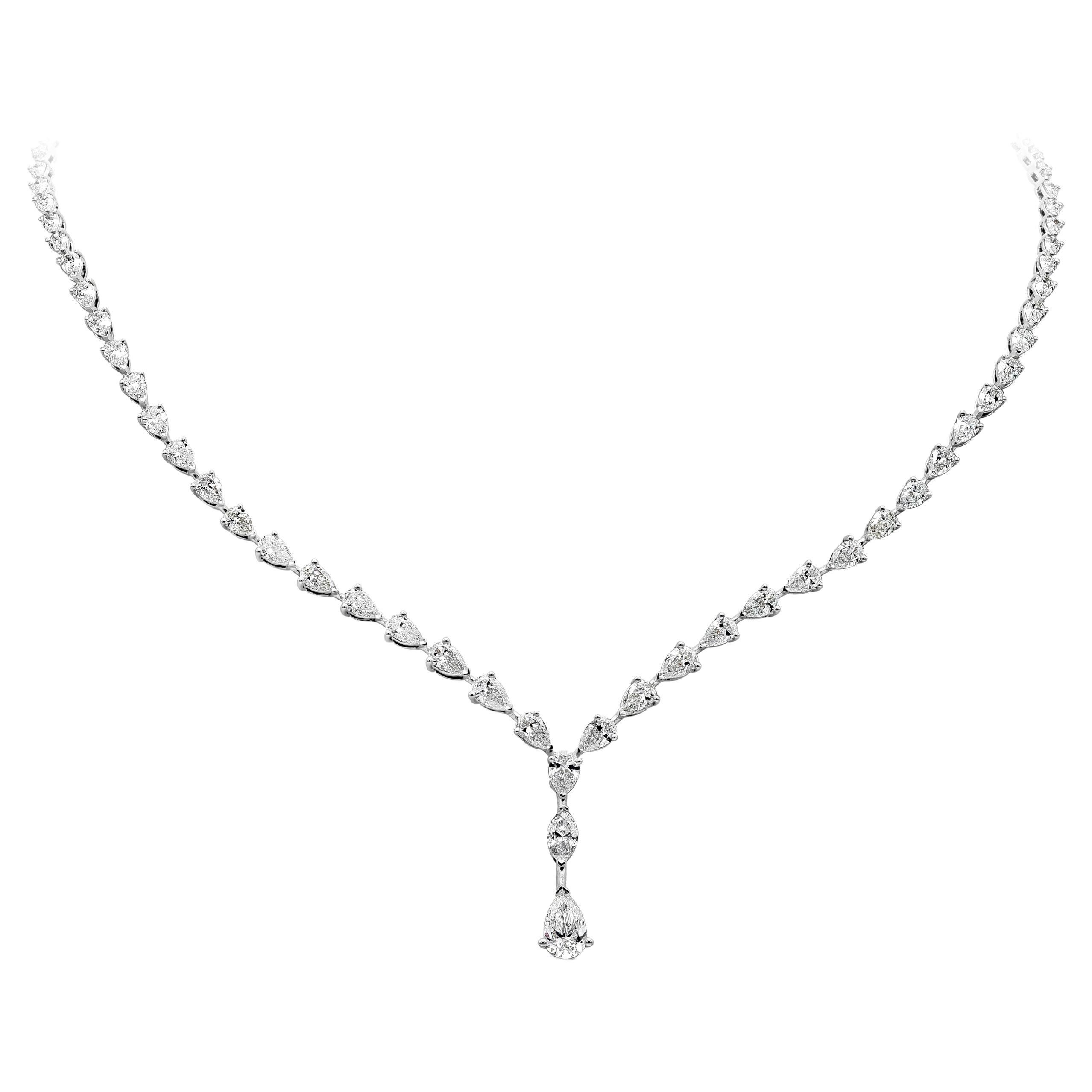 Roman Malakov Collar de diamantes en forma de pera de 8.94 quilates totales en oro blanco