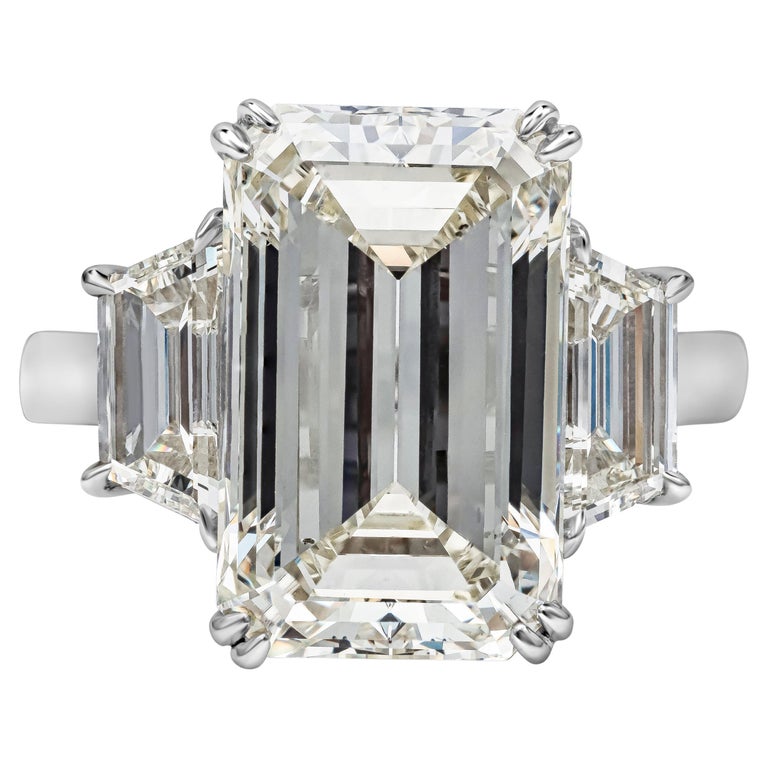 GIA Certified 8.96 Carat Emerald Cut Diamond Three-Stone Engagement ...