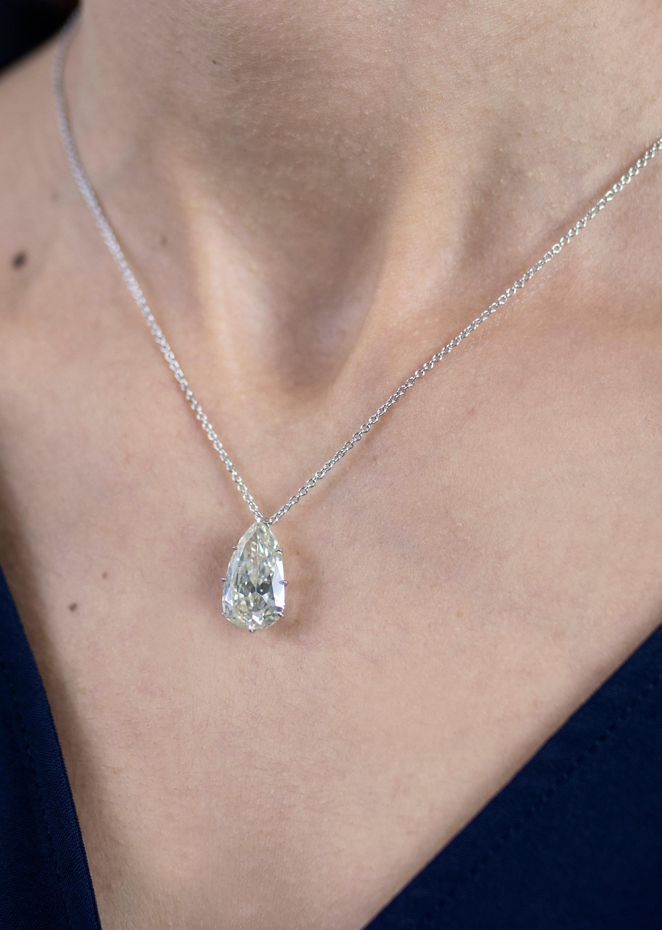 Pear Cut Roman Malakov 9.10 Carat Pear Shape Diamond Solitaire Pendant Necklace For Sale